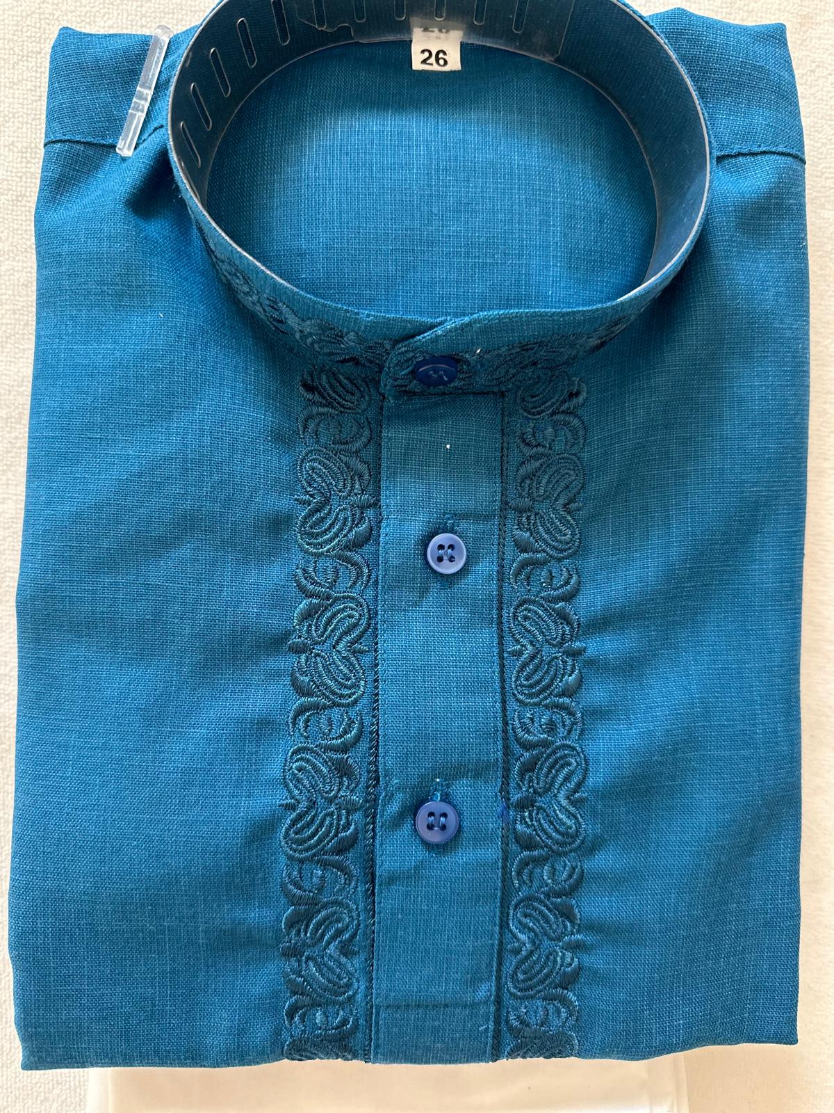 Blue Kurta with Embroidered Design