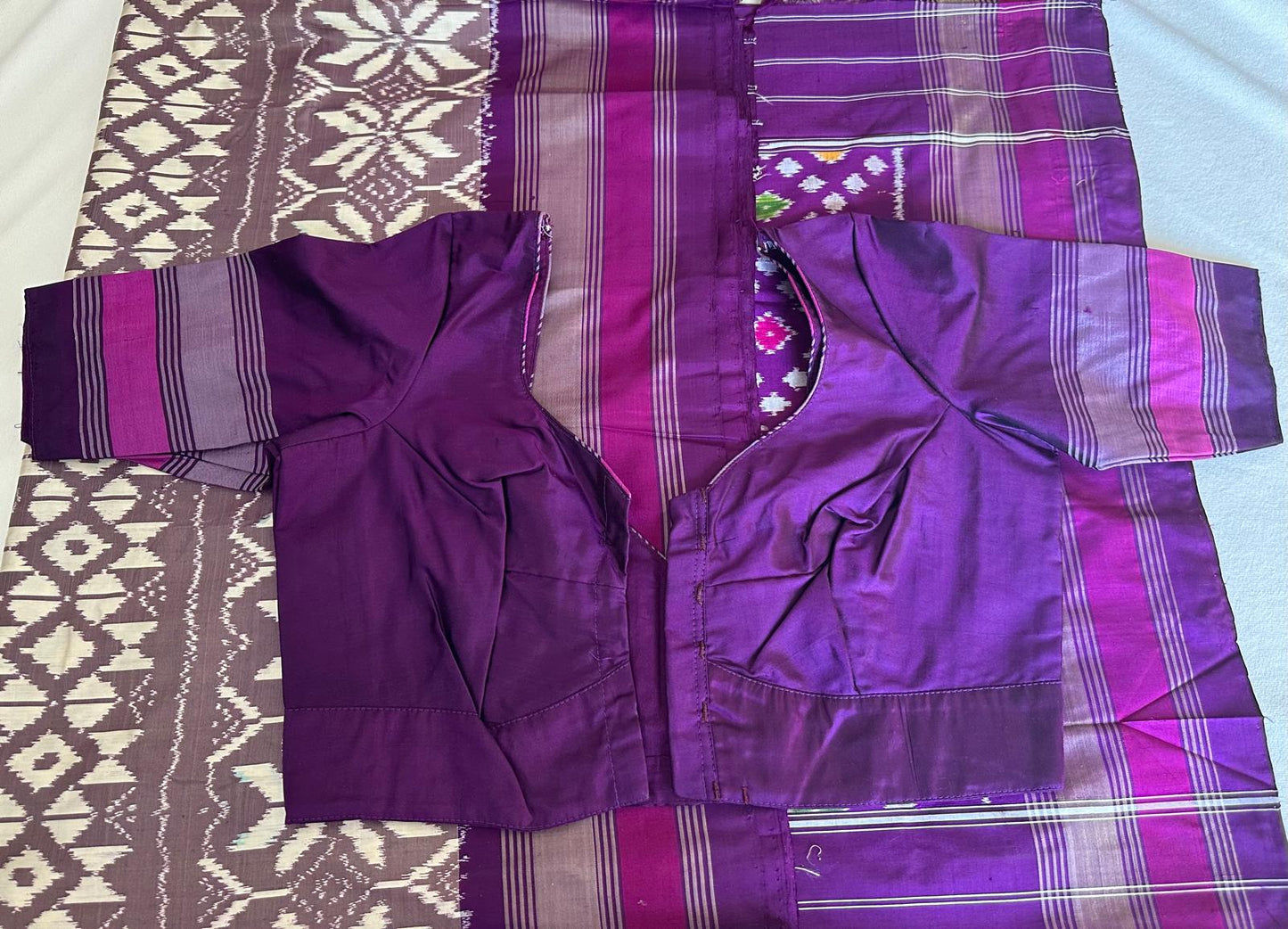 Purple and Grey Double Weave Ikkat Patola Saree