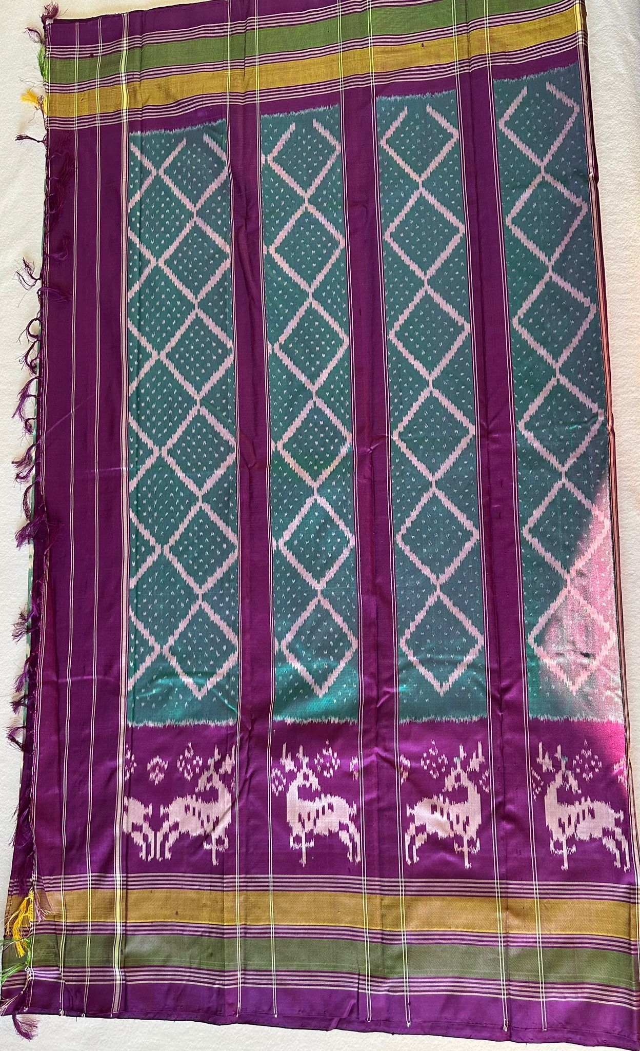 Green ang Purple Shade Double Weave Ikkat Patola Saree