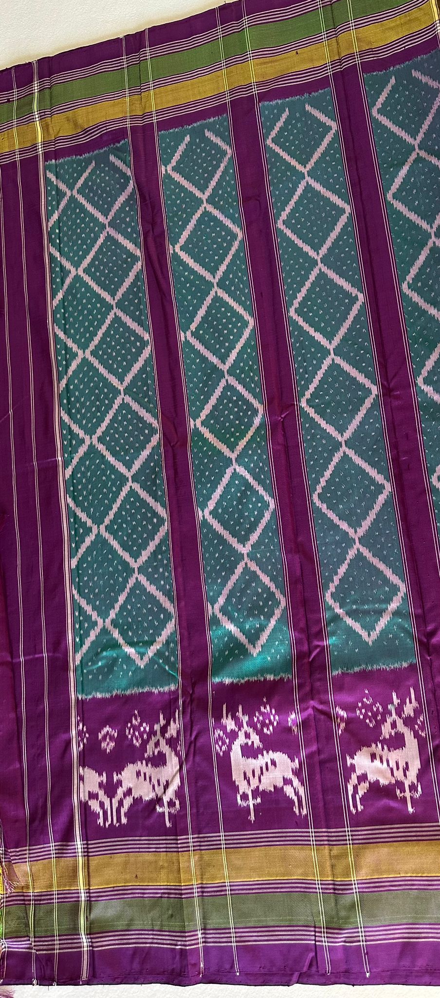 Green ang Purple Shade Double Weave Ikkat Patola Saree