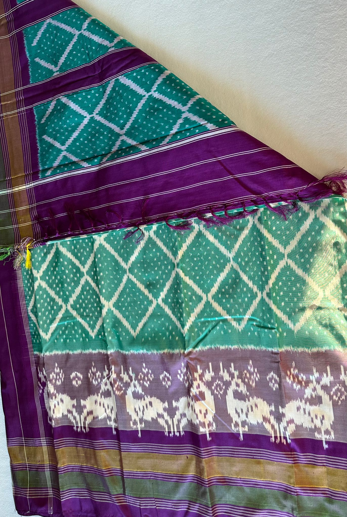 Green ang Purple Shade Double Weave Ikkat Patola Saree