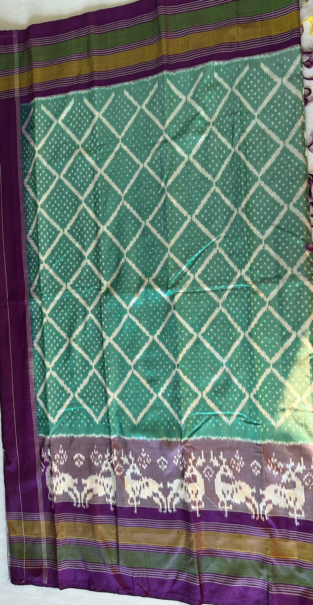 Green ang Purple Shade Double Weave Ikkat Patola Saree