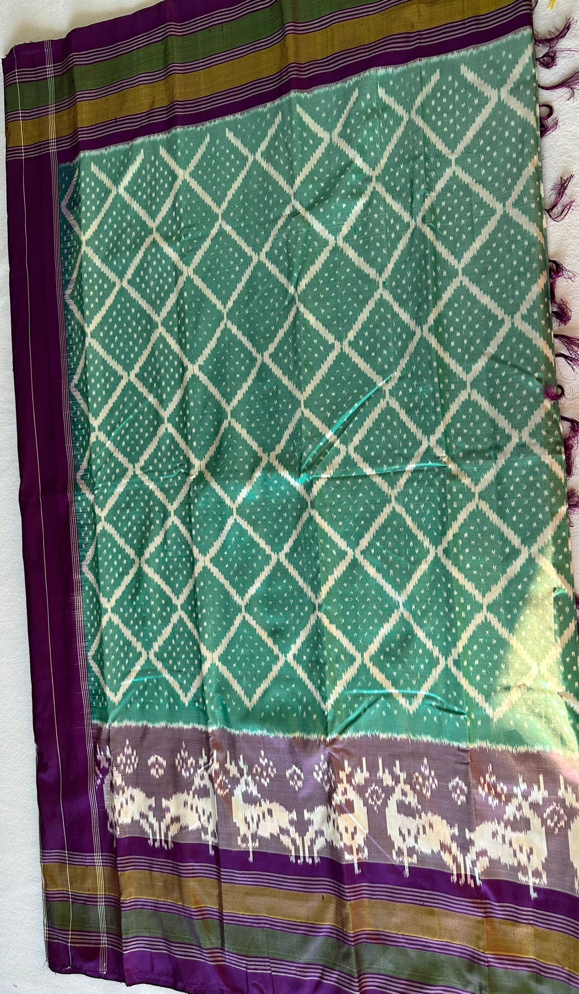 Green ang Purple Shade Double Weave Ikkat Patola Saree