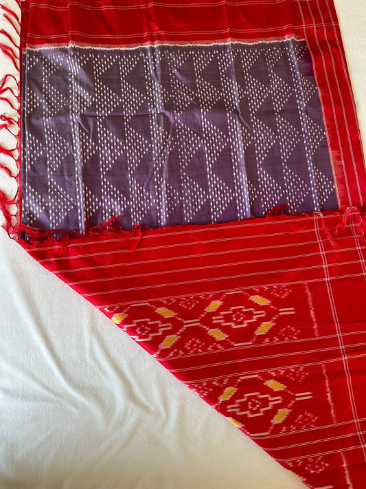 Red Purple Double Weave Ikkat Patola Saree