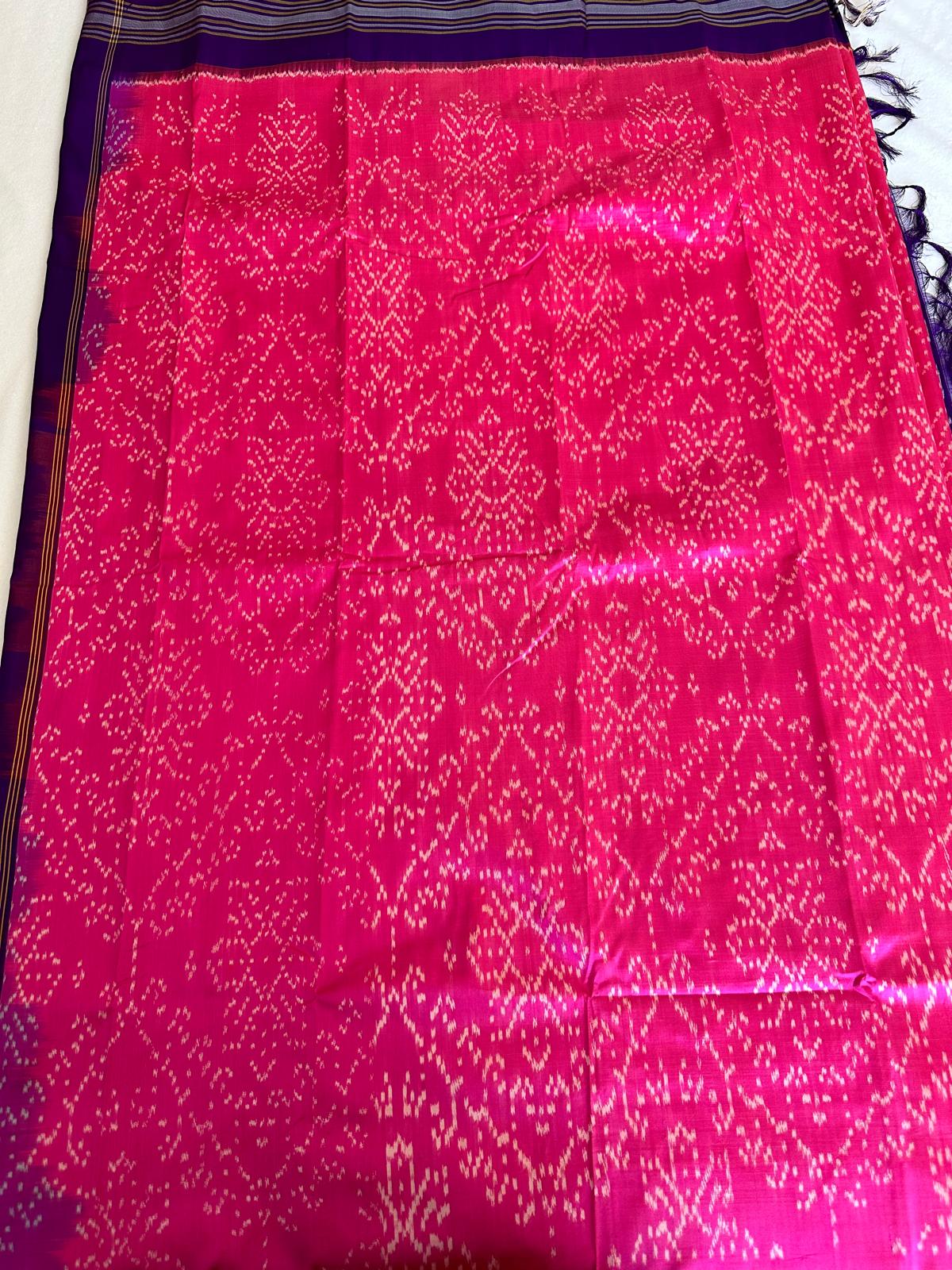 Pink and Purple Double Weave Ikkat Patola Saree