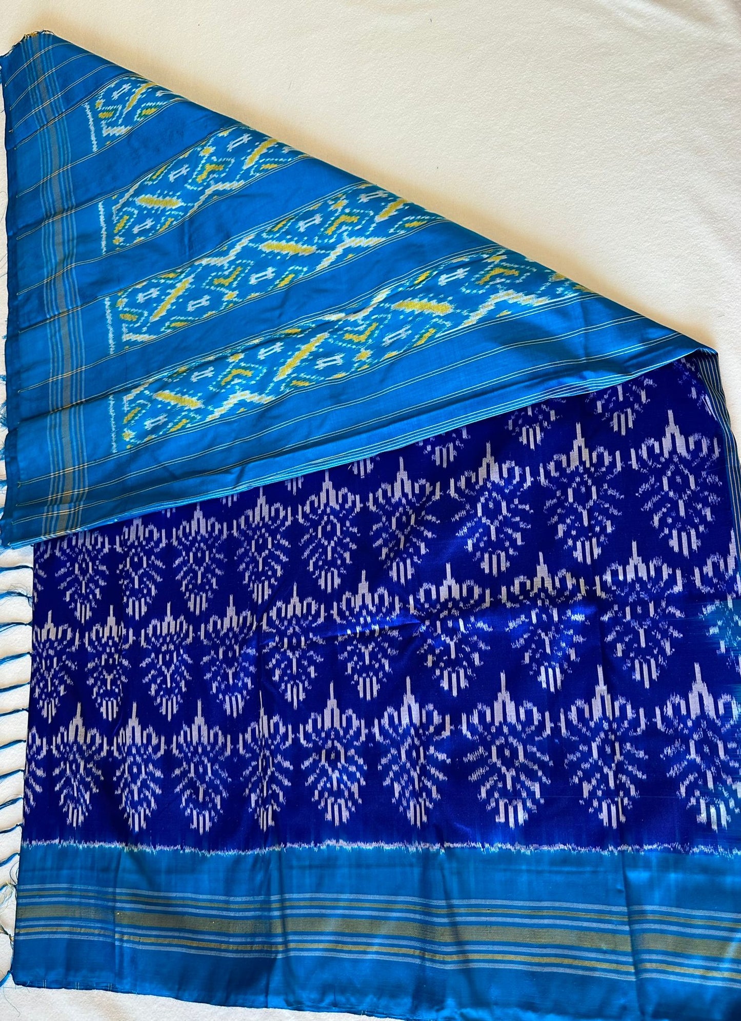 Blue Double Weave Ikkat Patola Saree