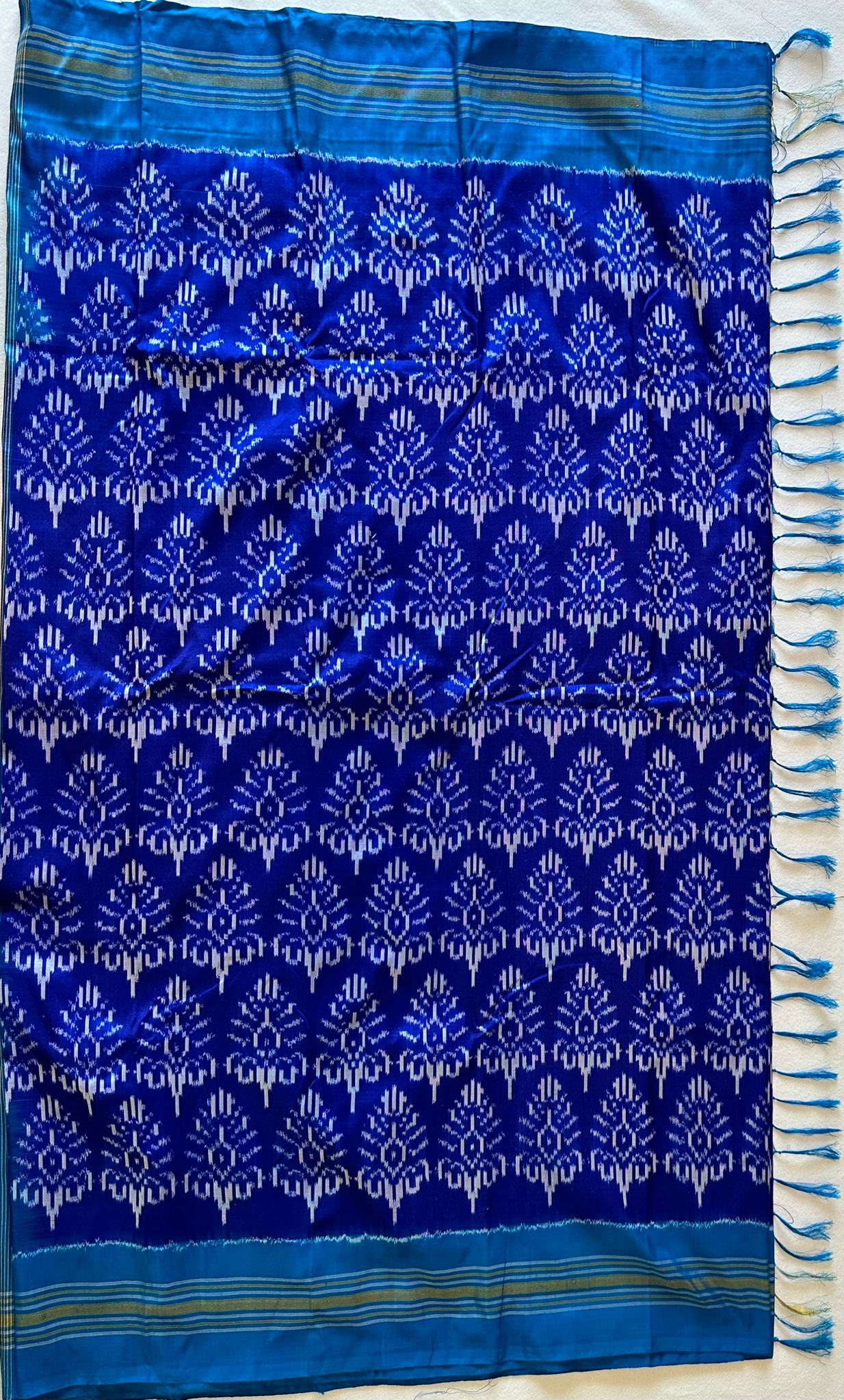 Blue Double Weave Ikkat Patola Saree