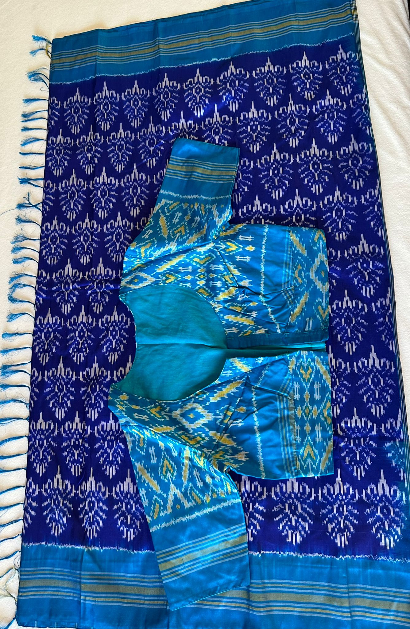 Blue Double Weave Ikkat Patola Saree