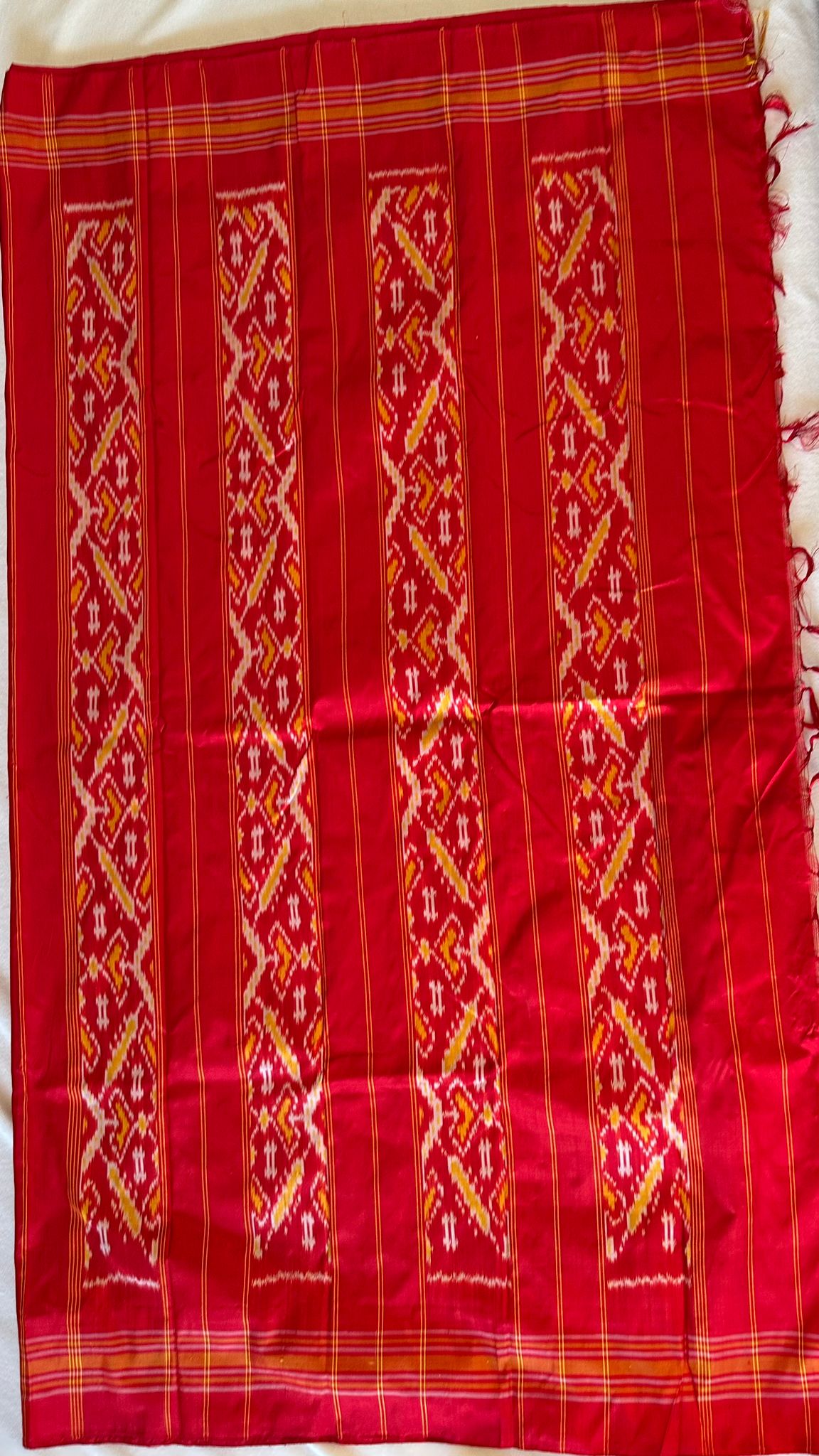 Red and Grey Double Weave Ikkat Patola Saree